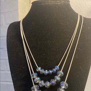 Chico's Gorgeous Silver and Blue Beaded Necklace